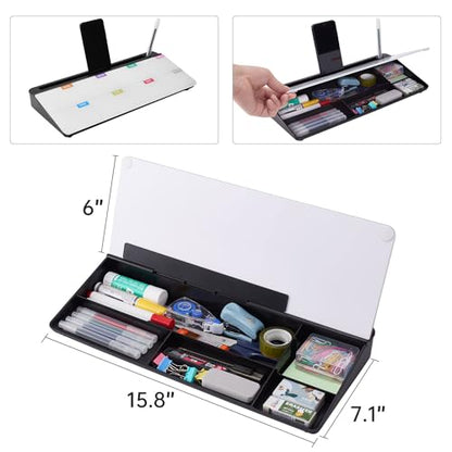 TSJ OFFICE Whiteboard Weekly Dry-Erase-Board - Desktop White Board Calendar Desk Organizers with Accessories Computer Keyboard Stand with Drawer, for Office, Home, School Supplies - Black Calendar - color: Black-base Weekly Calendar