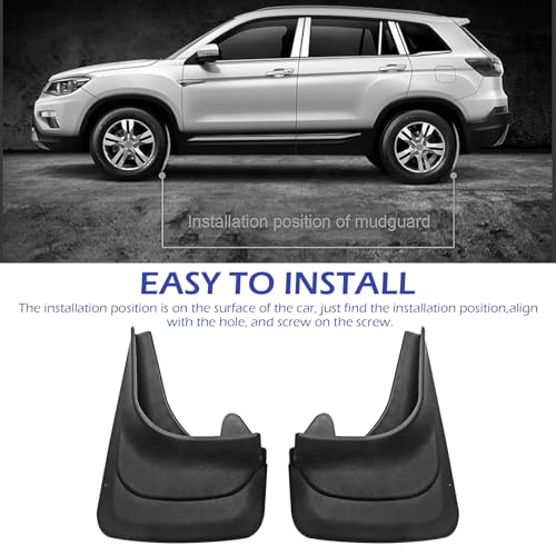 2PCS Car Mud Flaps, Anti-Scratch & Anti-Collision Vehicle Mud Flaps, Front Rear Tire Splash Guards, Universal for Most Cars, Trucks, SUVs (Black)