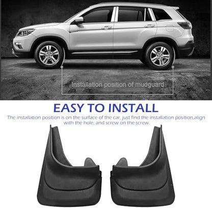 2PCS Car Mud Flaps, Anti-Scratch & Anti-Collision Vehicle Mud Flaps, Front Rear Tire Splash Guards, Universal for Most Cars, Trucks, SUVs (Black)