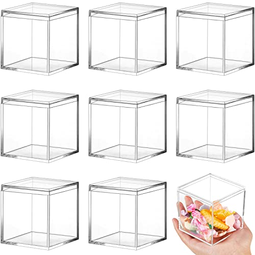 Blulu 8 Pcs Clear Acrylic Box with Lid, 2.9 x 2.9 x 2.9 Inch, Classic Style - size: 2.9 x 2.9 x 2.9 Inch, style: Classic style