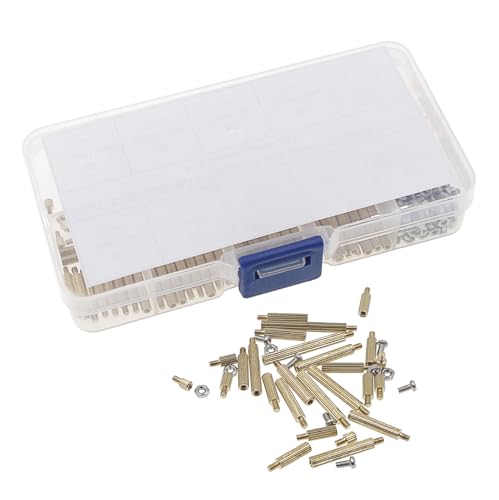 270pcs M2 Knurled Round Brass Male-Female Standoffs Screws Nuts Kit - size: 270PCS/M2(Brass)