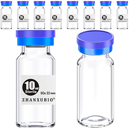 Sterile Empty Vials with Self Healing Injection Port and Aluminum Plastic Cap,Sterile Package (10ml Clear 10PCS) - size: 10ml Clear 10PCS