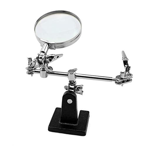 Helping Hands Magnifier Stand with Dual Alligator Clips Adjustable – FEITA 5X Magnifying Glass Perfect for Soldering, Crafting, Hobby, Micro Objects