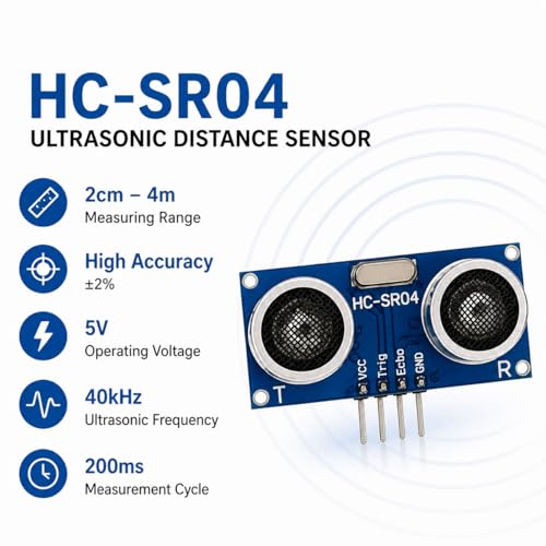 2-Pack HC-SR04 Ultrasonic Sensor Kit with Mounting Brackets & Jumper Wires, 2cm-4m Range, for Arduino/Raspberry Pi Obstacle Avoidance & DIY Projects