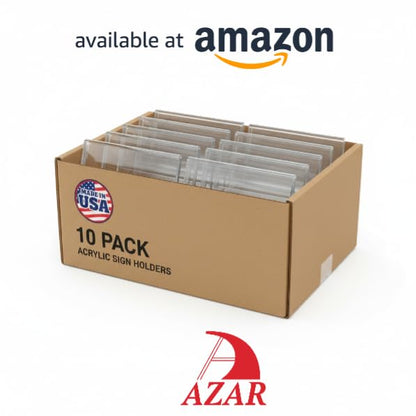 Azar Displays 112742 Horizontal Slanted, L-Shape 3-Inch Width by 2-Inch Height Acrylic Sign Holder, 10-Pack, Clear - size: 3 In W x 2 In H Horizontal