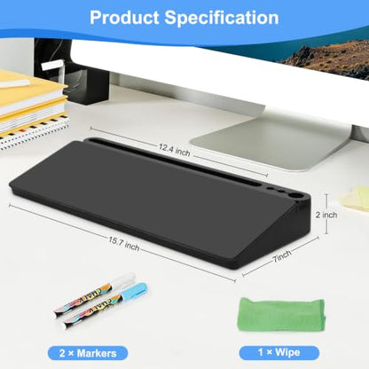 Desktop Glass Whiteboard with Storage, Desk Dry Erase White Board Black - color: Organizer-black