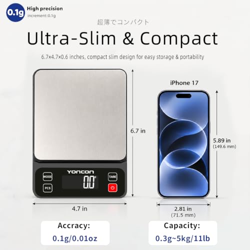 Digital Food Scale for Kitchen & Baking, 11lb/0.1g High Precision