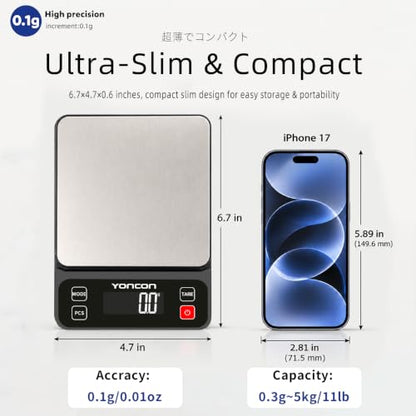 Digital Food Scale for Kitchen & Baking, 11lb/0.1g High Precision