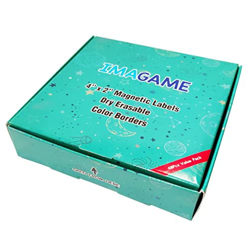 IMAGAME Magnetic Dry Erase Labels, 2" x 4", 48 Pack - size: 2" x 4" With Color Borders