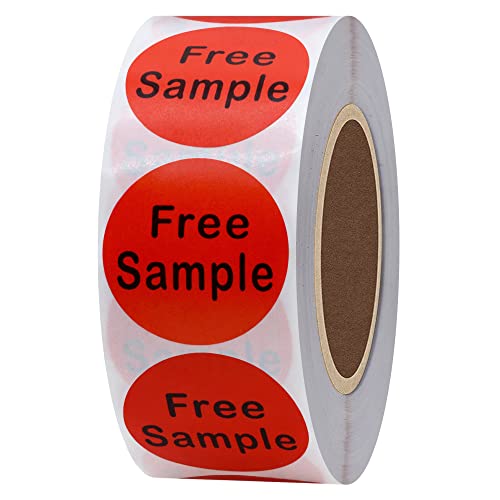 Hybsk Free Sample Stickers 1 Inch Round Retail Store Sale Displays Adhesive Labels for Inventory Control Total 500 Per Roll (Red) - color: Red