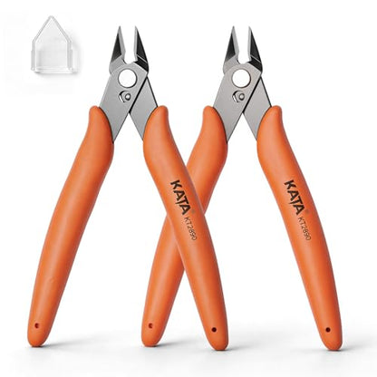 KATA Micro Wire Cutters, 5-Inch Precision Flush Cutter Tool for Electronics - color: 2 Pack 5" Orange