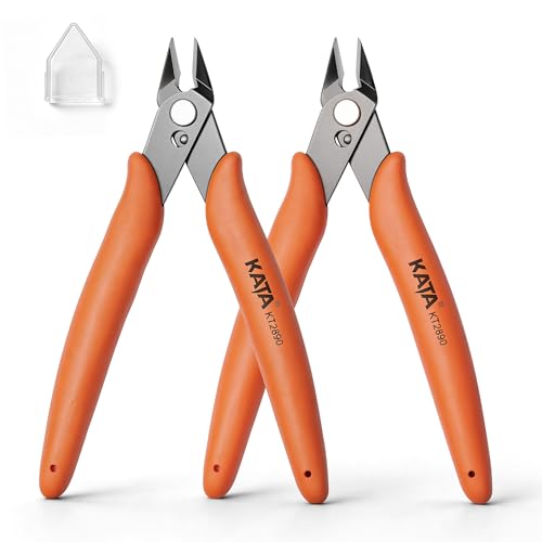 KATA Micro Wire Cutters, 5-Inch Precision Flush Cutter Tool for Electronics - color: 2 Pack 5" Orange