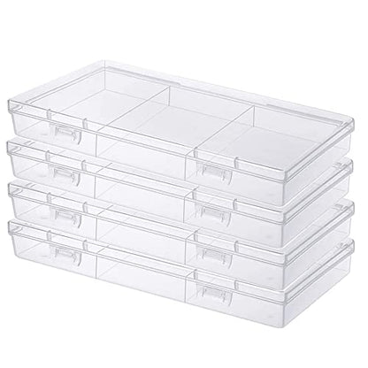 Gebildet 4 Pcs Clear Plastic Storage Case, Rectangular Box Containers with Lid for Jewellery, Pills, Herbs, Tiny Bead, Craft Items - size: 18×11.5×2cm