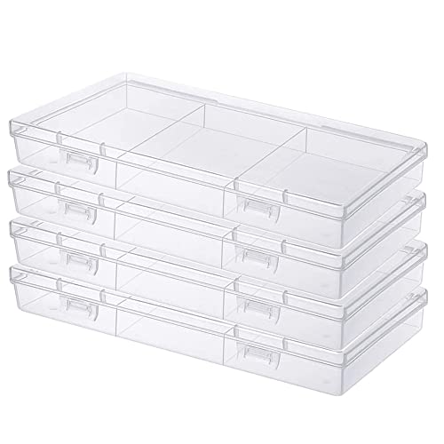 Gebildet 4 Pcs Clear Plastic Storage Case, Rectangular Box Containers with Lid for Jewellery, Pills, Herbs, Tiny Bead, Craft Items - size: 18×11.5×2cm