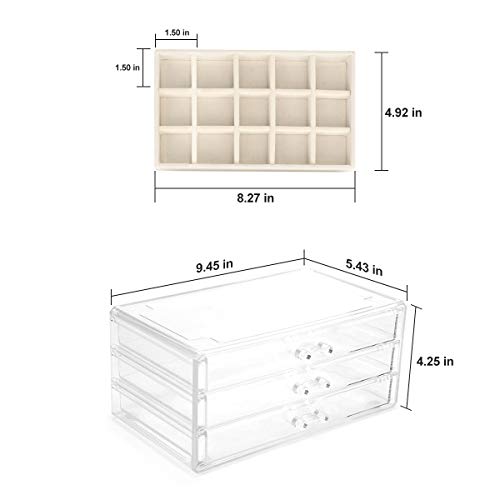 FEISCON Acrylic Jewelry Organizer Makeup Cosmetic Storage Organizer box - size: 3 layer
