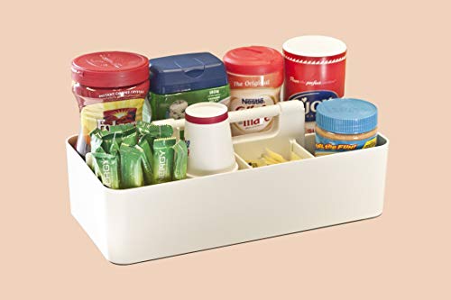 -Large Portable Caddy, DIY Dividers, 8 Compartments, School Office Supplies Home Business Organizer,Portable Basket with Handle Storage Organizer Modern Made in USA (4 PACK, Ivory) - color: Ivory, size: 4 PACK