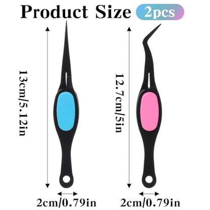 Ymapinc 2PCS Stainless Steel Reverse Tweezers for Crafts, False Eyelashes Precision Jewelry Tweezers for Stickers, Beading Bracelet Making Art - color: Black