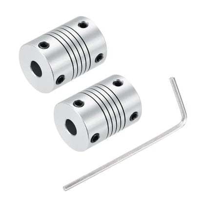 uxcell 2Pcs 5mm to 6mm Aluminum Alloy Shaft Coupling L25xD19 Flexible Coupler Beam for 3D Printer CNC Machine DIY Encoders and Motors Shaft,Silver - size: 5mm to 6mm