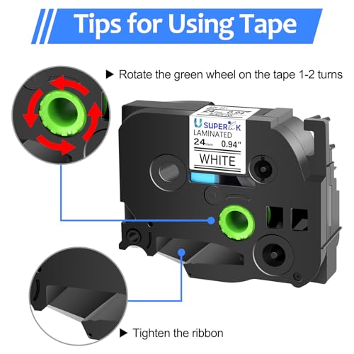 USUPERINK 10 Pack 24mm 0.94 Laminated White Tape Compatible for Brother P-Touch Label Maker Tape TZe-251 24mm Label TZe251 1 Inch TZe TZ Tapes TZ-251 TZ251 for PT-D600 D610BT P700 P750W P950NW P710BT - size: 1'' (24mm)