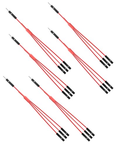 GELRHONR 20cm Red 24AWG 1 Male to 3 Famale Jumper Splitter Cable,6 Pack - color: 1M to 3F,Red