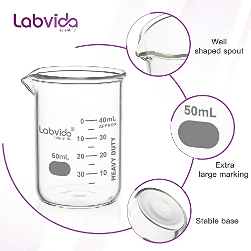 10pcs 50ml Heavy Duty Glass Beakers, LVAC018 - style: 10pcs of Vol.50ml