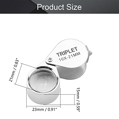 Othmro 2Pcs 10X Jewelers Magnifying Glass, Diameter 0.83in Metal Illuminated Jewelry Magnifier, Pocket Folding Magnifying Glass, Mini Microscope Jewelers Loupe, Round Body Jewelry Loupe Silver - color: B 10x/ 21 Mm