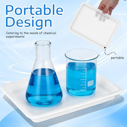 DOITOOL Laboratory Reagent Tray 4-Pack Acid Alkali Resistant Leakproof Lab Sample Tray Chemical Reagent for Experiments Research Labs Educational Use 9.68X7.28X1.06in