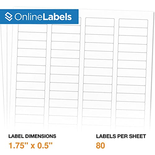 OnlineLabels 1.75" x 0.5" Rectangle Labels - White Matte - 5,000 Sheets - size: 5000 Sheet Pack