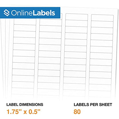 OnlineLabels 1.75" x 0.5" Rectangle Labels - White Matte - 5,000 Sheets - size: 5000 Sheet Pack