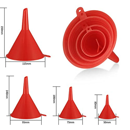 6 Pcs Automotive Funnels Set, Wide Mouth Fuel Funnels,Automotive Oil Funnel
