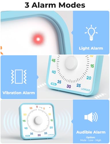 LIORQUE 7.5-Inch Large Visual Timer, 60-Minute Classroom Timer Magnetic - color: Rainbow