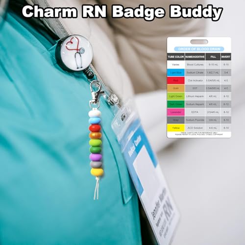 Order of Blood Draw Beads with Reference Card, Phlebotomist Badge Reel Visual Aid Tool Accessories, RN Badge Buddy, Phlebotomy Essentials, Nurse Supplies - color: Mini Abacus Beads With White Card