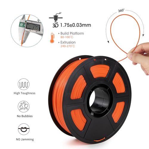 iSANMATE ASA Filament 1.75mm Orange 1KG, UV & Weather Resistant 3D Printer Filament Perfect for Outdoor Functional Parts, Dimensional Accuracy +/- 0.02mm, 1kg Spool (2.2lbs) - color: Orange
