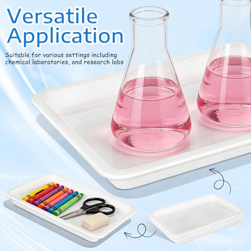 Healifty Lab Spill Containment Trays, 4 Pack Polypropylene Pans White