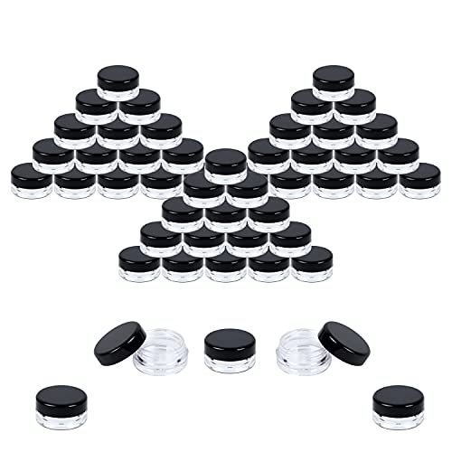 Sample Jars with Lids, Empty Dab Containers, Wax, 3 Gram, 50 PK - color: Black, size: 50 Pack