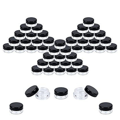 Sample Jars with Lids, Empty Dab Containers, Wax, 3 Gram, 50 PK - color: Black, size: 50 Pack