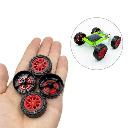 30PCS Toy Car Wheels 2mm Dia Shaft Plastic Car Wheels with 15PCS Shaft Round Rod Axles for DIY Model Toys RC Car Truck Robot Parts (Red) - color: Red