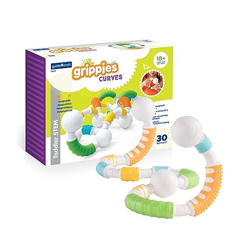 Guidecraft Grippies Curves - 30 Piece Set, STEM Soft Grip Magnetic Building Toy for Toddlers - style: Curves - 30 pc. set