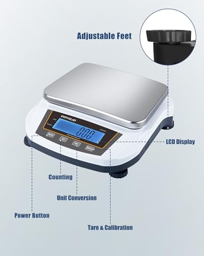GOYOJO Analytical Balance, 5000g x 0.01g Lab Scale, High Precision Digital Scientific Scale with Stainless Steel Pan, 19 Units, Tare & Piece Counting for Laboratory, Jewelry and Kitchen - color: Silver-5000g x 0.01g