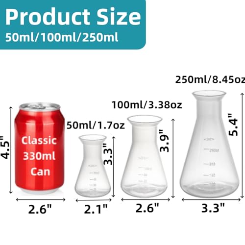 Covzoe 10 Pack Plastic Erlenmeyer Flask, Semi-Transparent