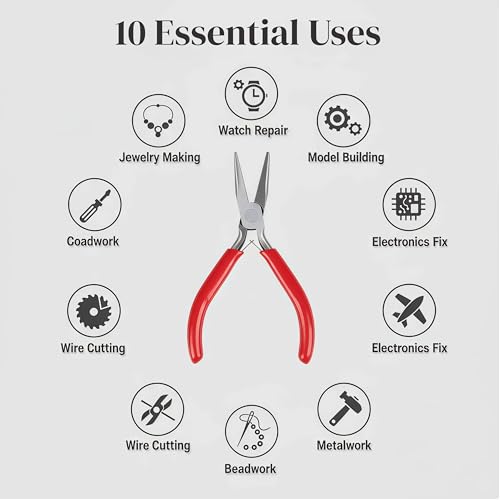 8 PCS Jewelry Pliers Set,Mini 4.5’’ Jewelry Making Tools with Storage Pouch, Stainless Steel Precision Pliers for Bracelet Beading DIY Craft Jewelry Making Supplies - color: Chrome