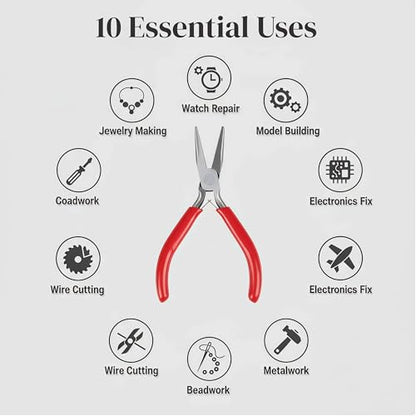 8 PCS Jewelry Pliers Set,Mini 4.5’’ Jewelry Making Tools with Storage Pouch, Stainless Steel Precision Pliers for Bracelet Beading DIY Craft Jewelry Making Supplies - color: Chrome