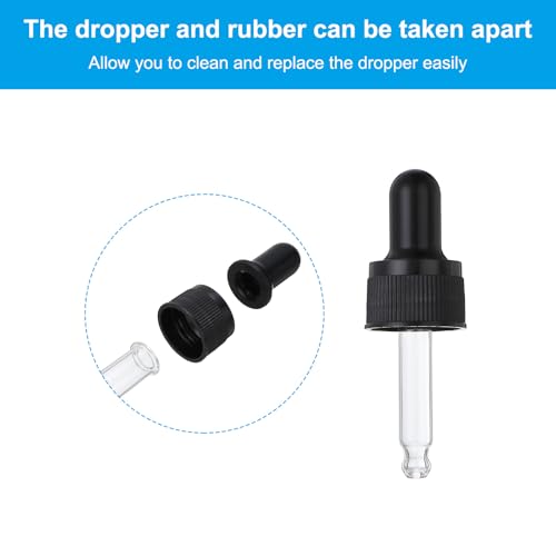 PATIKIL Glass Eye Dropper Caps, 6 Pcs Plastic Glass Dropper Closure Top for 5ml(1/6oz) Essential Oils Bottle, Perfume, Lab Experiments, Black - size: 5ml