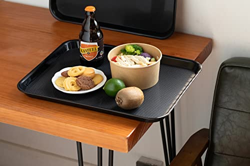 Aebeky Plastic Cafeteria Trays,Fast Food Serving Trays,13"X17",Set of 6 (Black) - color: Black