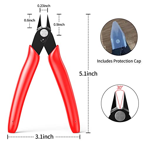 Small Wire Cutters for Jewelry Making 2 Pack Diagonal Flush Cutters - color: Red ( 2 Pack )