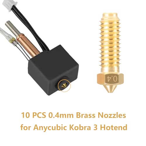 10PCS Brass Nozzles for Anycubic Kobra 3/Kobra S1, 3D Printer Parts 10PCS 0.4mm High Speed Nozzles Kit for Kobra 3, Kobra 3 Combo, Kobra S1, Kobra S1 Combo - style: Kobra 3 Brass 0.4mm