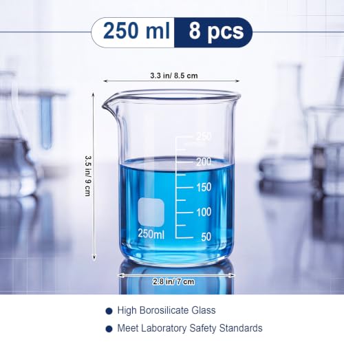 8 Pcs 250ml Glass Beaker Set Griffin High Borosilicate Beaker