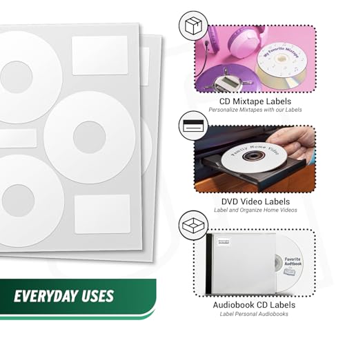 CD/DVD Case Labels, Matte, 150 Sheets, 450 Count - size: 4-23/39" (3)