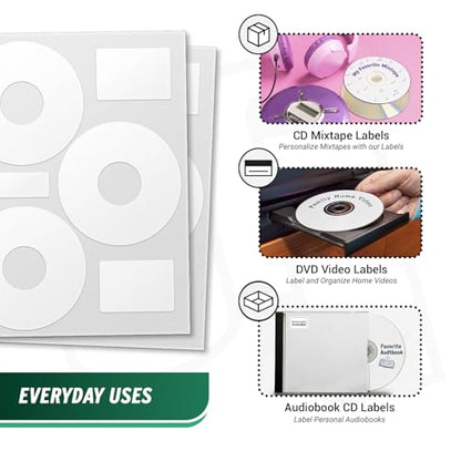 CD/DVD Case Labels, Matte, 150 Sheets, 450 Count - size: 4-23/39" (3)