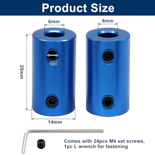 6pcs 6mm to 6mm Bore Rigid Shaft Coupler, Blue - size: 6mm to 6mm